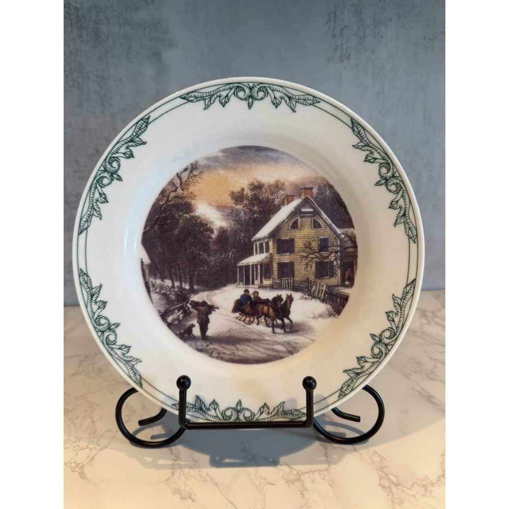 Currier & Ives Winter Scene Collector Plate 2001 Four Star Museum of NYC 8"